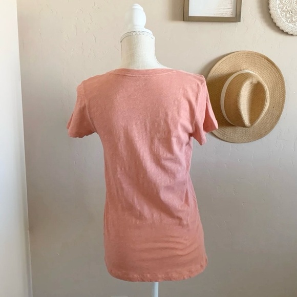 J.Crew Salmon Pink V-Neck Cotton T-Shirt - Picture 2 of 8
